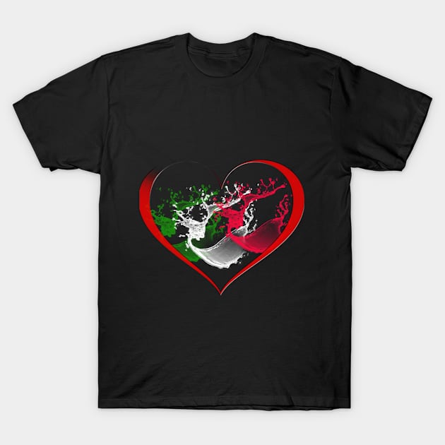 mexico flag inside heart T-Shirt by momo1978